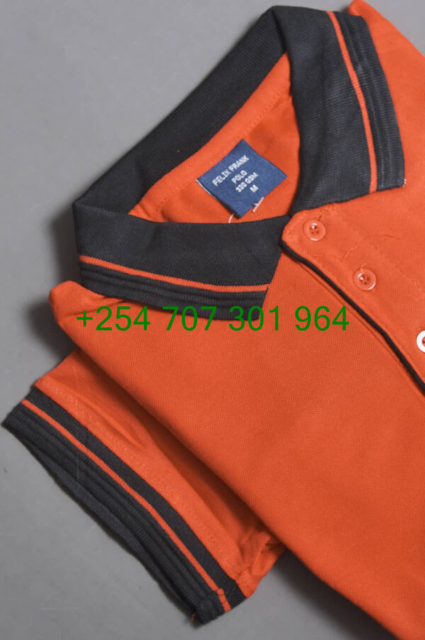 Felix Frank Orange/Black Polo Shirt - Image 2