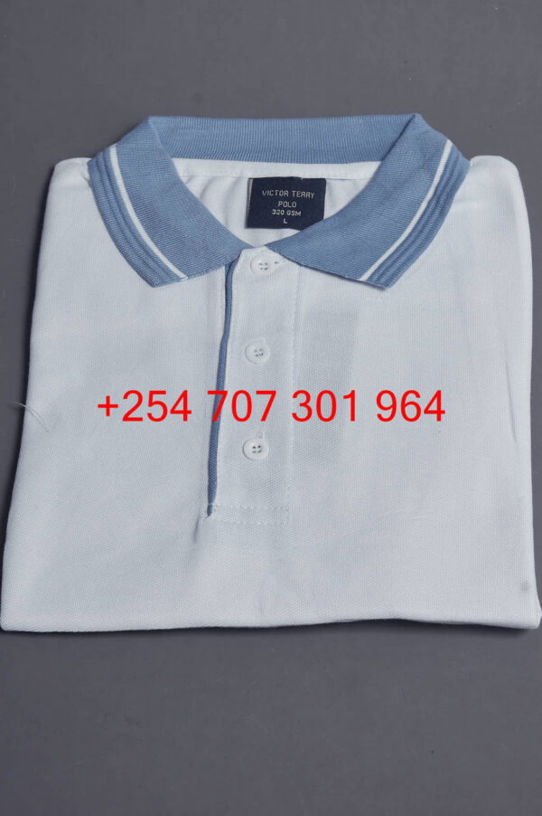 Victor Terry White/Light Blue Polo Shirt