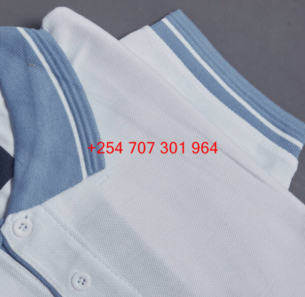 Victor Terry White/Light Blue Polo Shirt - Image 3