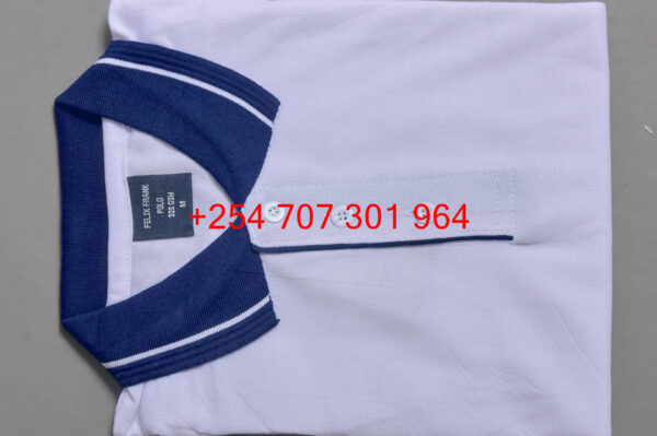 Felix Frank White/Navy Blue Polo Shirt - Image 3