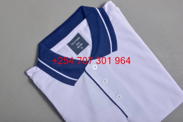 Felix Frank White/Navy Blue Polo Shirt - Image 4