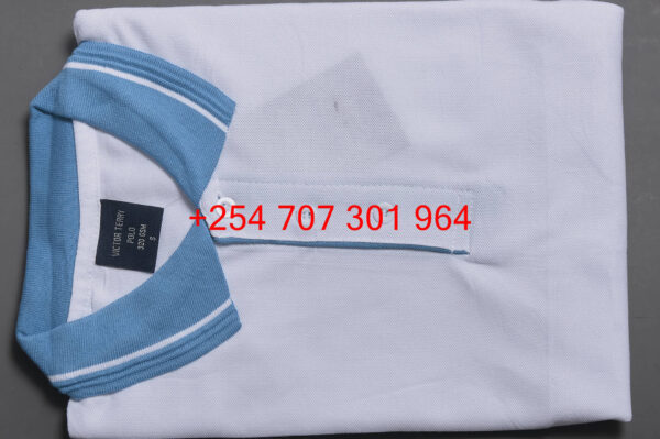 Victor Terry White/Cyan Polo Shirt - Image 3