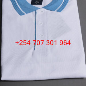 Victor Terry White/Cyan Polo Shirt