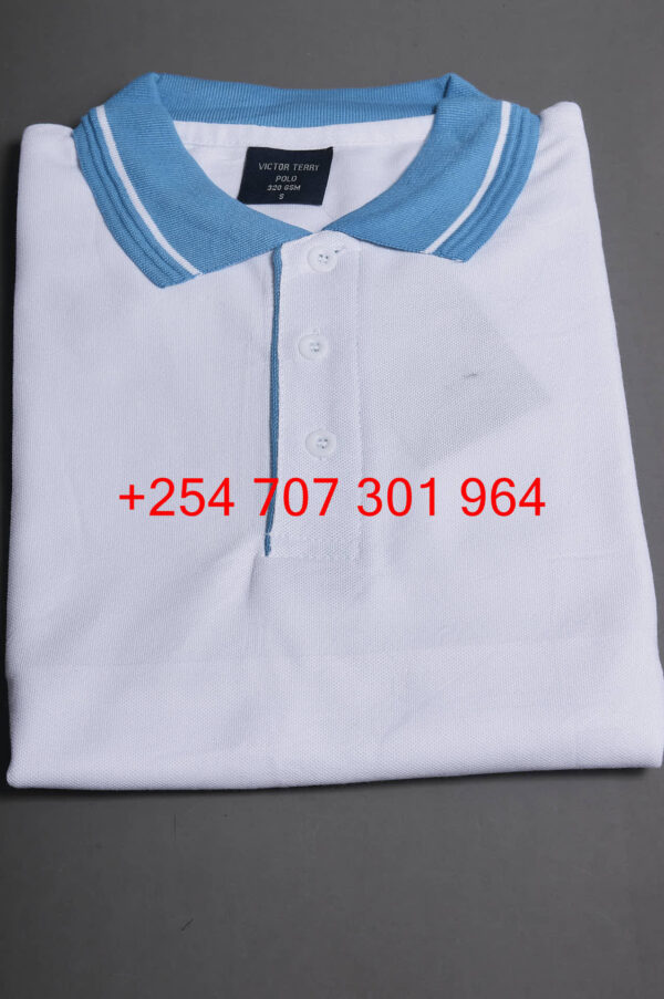 Victor Terry White/Cyan Polo Shirt