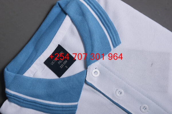 Victor Terry White/Cyan Polo Shirt - Image 4