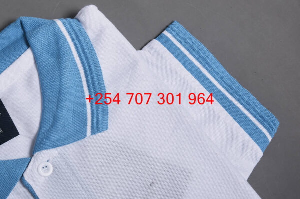 Victor Terry White/Cyan Polo Shirt - Image 2