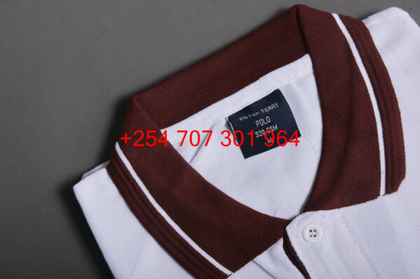 Victor Terry White/Brown Polo Shirt - Image 4