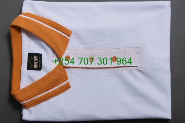 Pilot Plus White/Orange Polo Shirt - Image 3