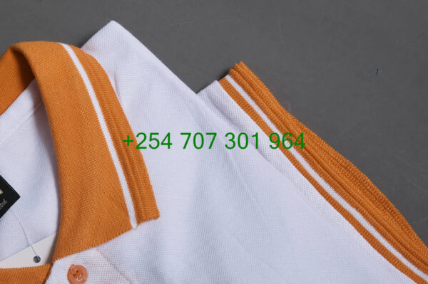 Pilot Plus White/Orange Polo Shirt - Image 2