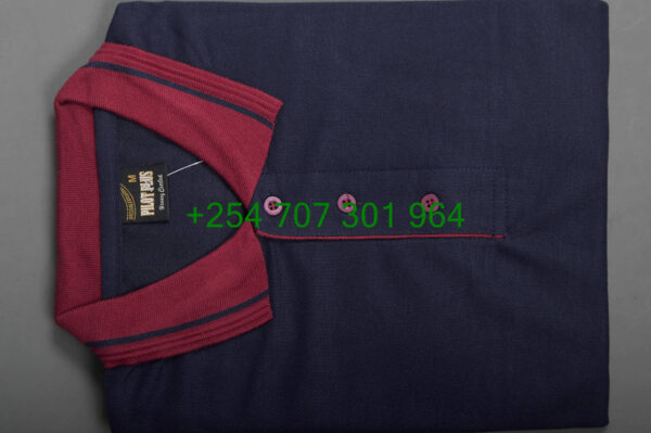 Pilot Plus Navy Blue/Red Polo Shirt - Image 3