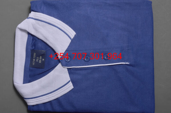 Victor Terry Blue/White Polo Shirt - Image 3