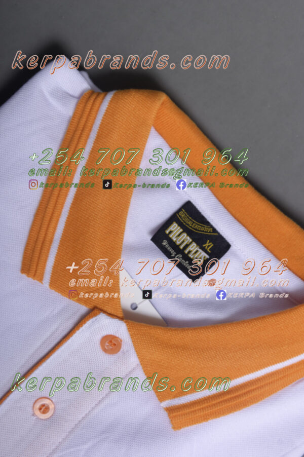 Pilot Plus White/Orange Polo Shirt - Image 3