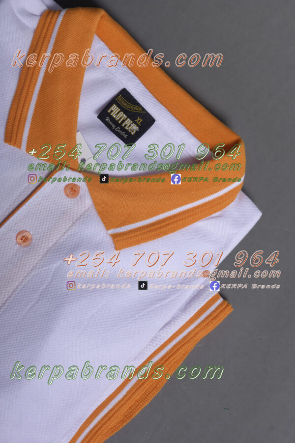 Pilot Plus White/Orange Polo Shirt - Image 2