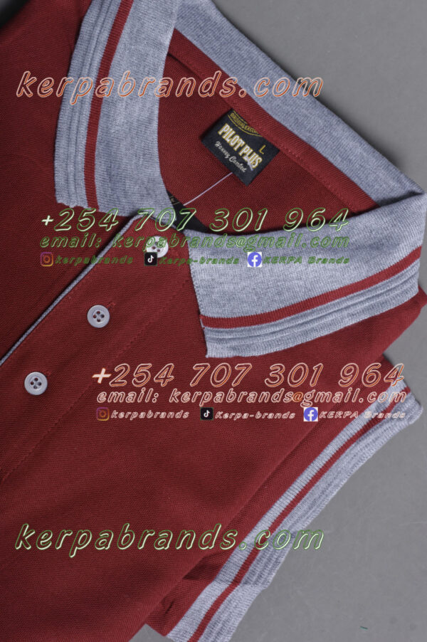 Pilot Plus Maroon/Grey Polo Shirt - Image 4