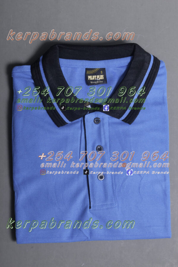 Pilot Plus Ocean Blue/Black Polo Shirt - Image 3