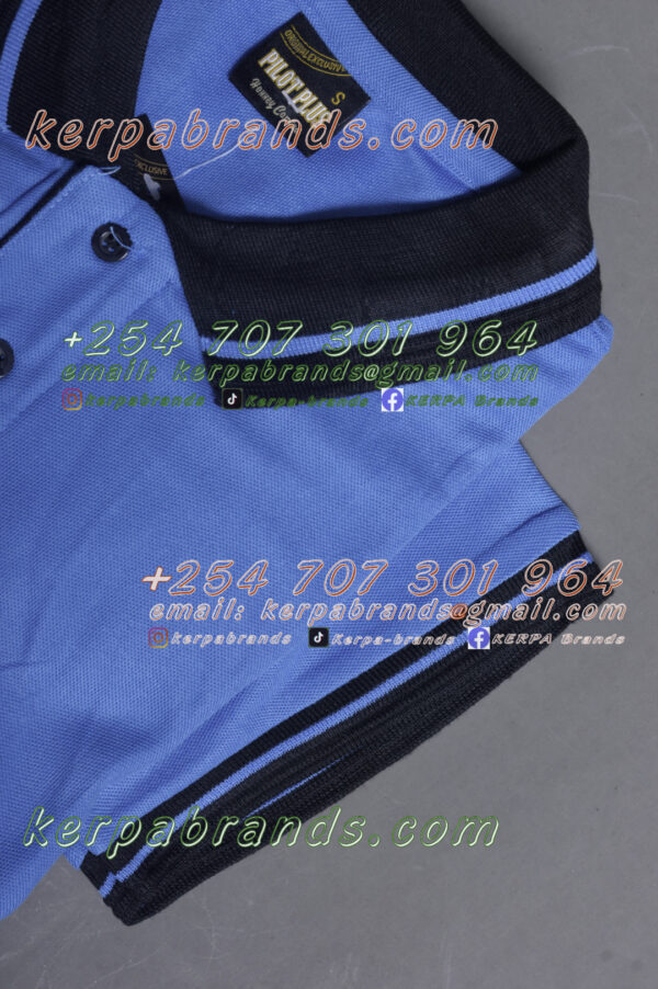 Pilot Plus Ocean Blue/Black Polo Shirt - Image 4