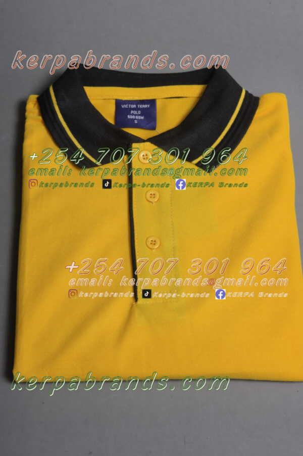 Victor Terry Golden Yellow/Black Polo Shirt - Image 3