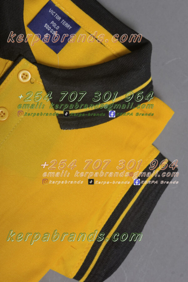 Victor Terry Golden Yellow/Black Polo Shirt - Image 4