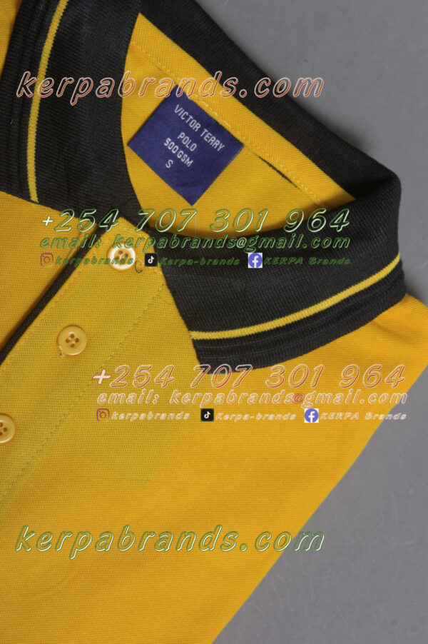 Victor Terry Golden Yellow/Black Polo Shirt - Image 2