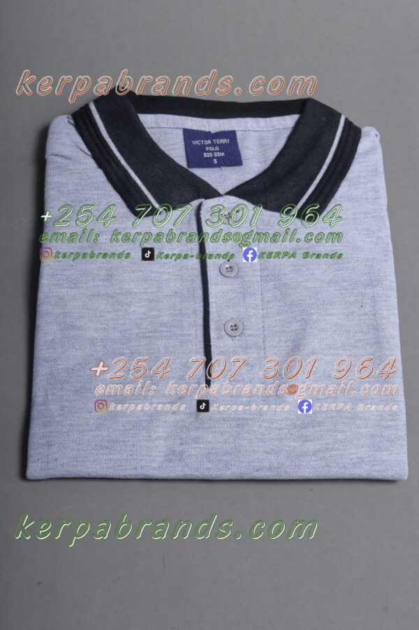 Victor Terry Grey Black Polo Shirt - Image 3