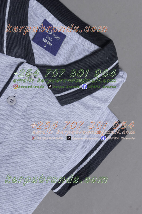Victor Terry Grey Black Polo Shirt - Image 4