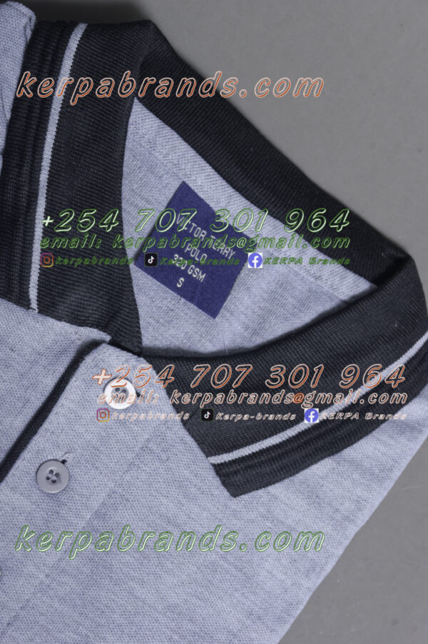 Victor Terry Grey Black Polo Shirt - Image 2