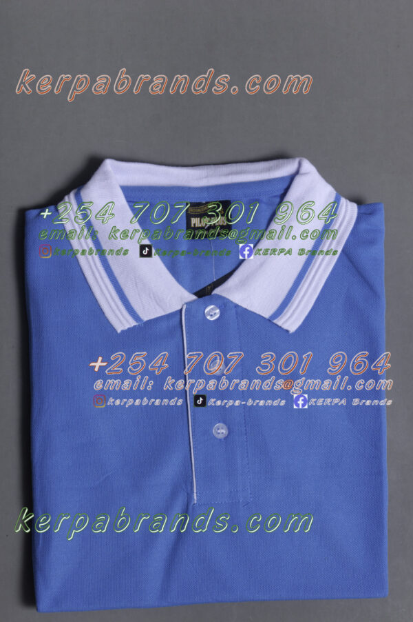 Pilot Plus Ocean Blue/White Polo Shirt - Image 3