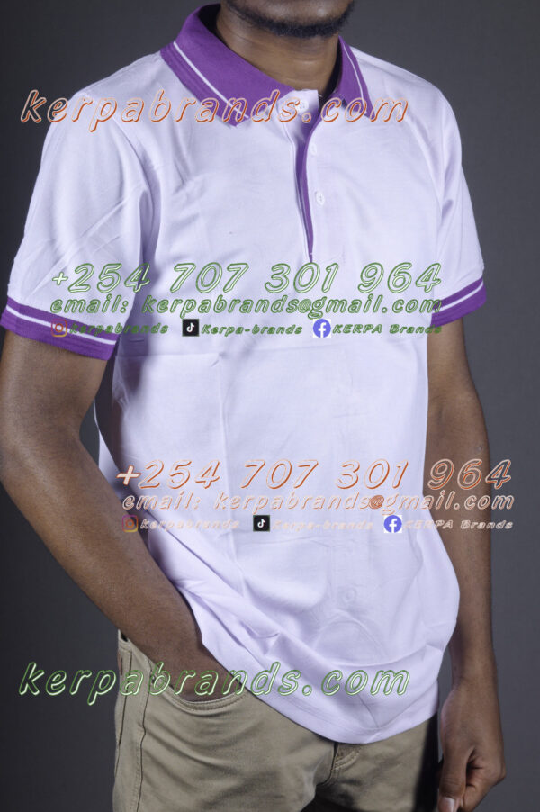Victor Terry White/Purple Polo Shirt